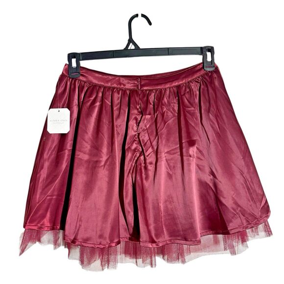 Altar’d State Burgundy Satin Tulle Whimsigoth Skirt M Fairy Grunge Holiday Glam - Picture 2 of 9